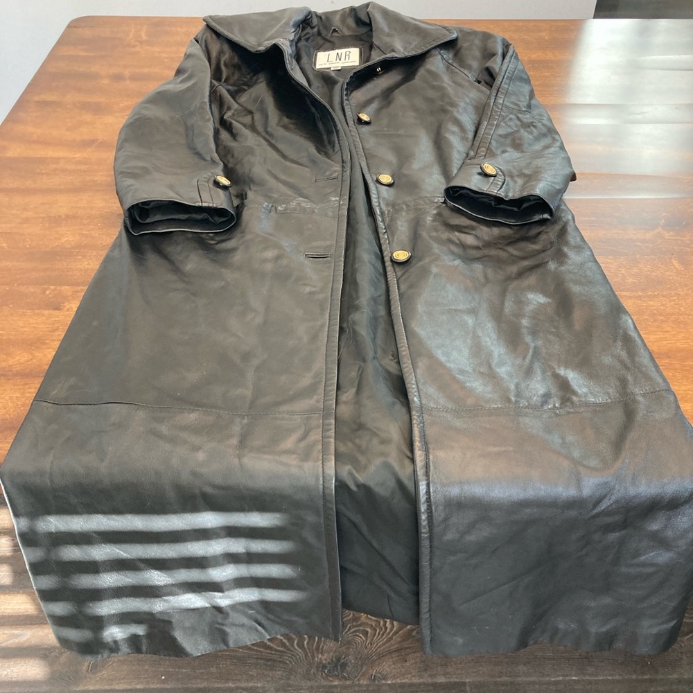 LNR Genuine Leather Coat. Vintage with rose pedal buttons.
